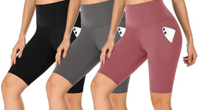 Women's Double Side Pocket Sports Tights - Yoga Running Shorts with Storage