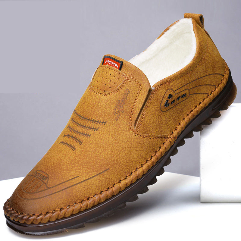 Men's Doudou Peas Driving Shoes - Lazy Slip-On Loafers Beef Tendon Sole