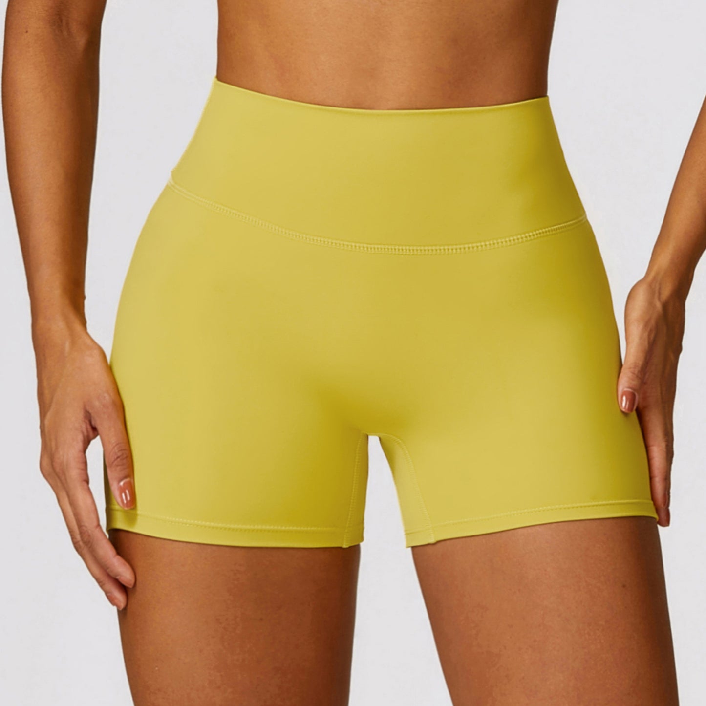 Women's Brushed High Waist Yoga Shorts - Running Fitness Tight Sports Shorts