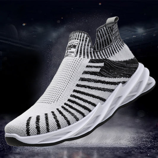 Sock Mesh Sneakers - Lightweight Breathable Stripe Shoes for Men