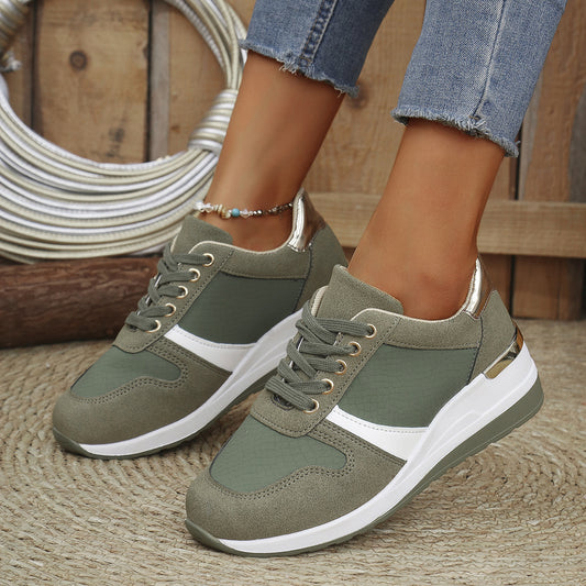 Women's Plus Size Casual Sneakers - Lace-Up Comfortable Athletic Shoes