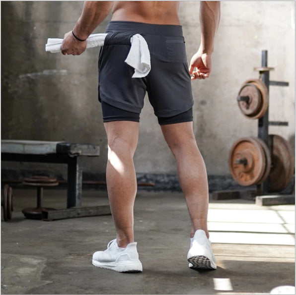 Men's 2-in-1 Summer Running Shorts - Dual Layer Sports Shorts with Built-in Compression