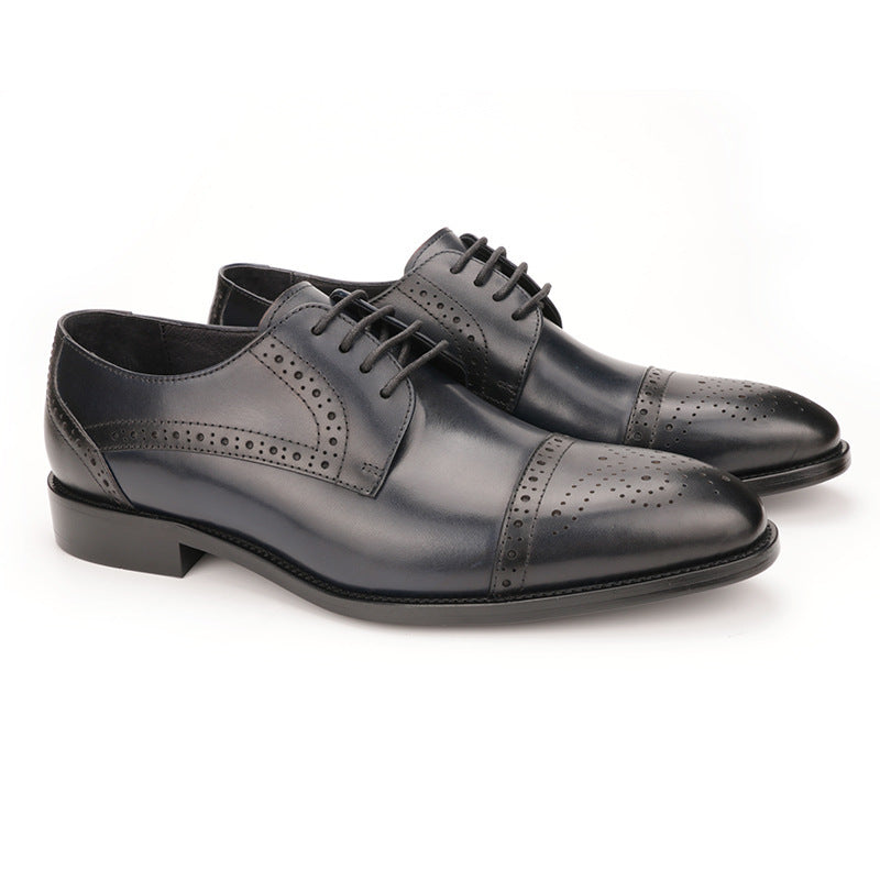 Leather Brogue Oxford Shoes - Men's Carved Business Dress Formal