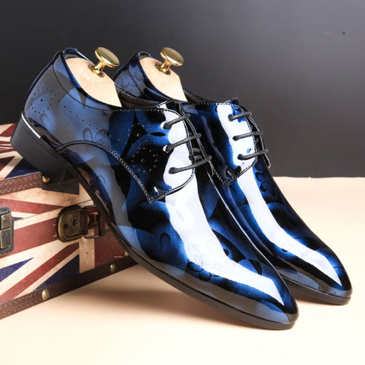 Men's Large Size Bright Leather Business Casual Shoes - Extended Sizing