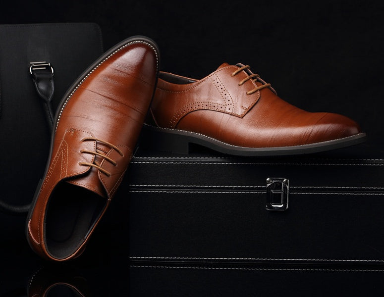 Men's Large Size Leather Business Casual Shoes - Extended Sizing Dress Footwear