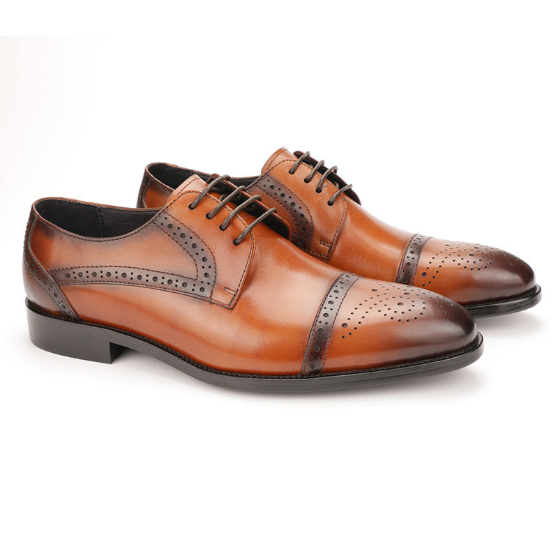 Leather Brogue Oxford Shoes - Men's Carved Business Dress Formal