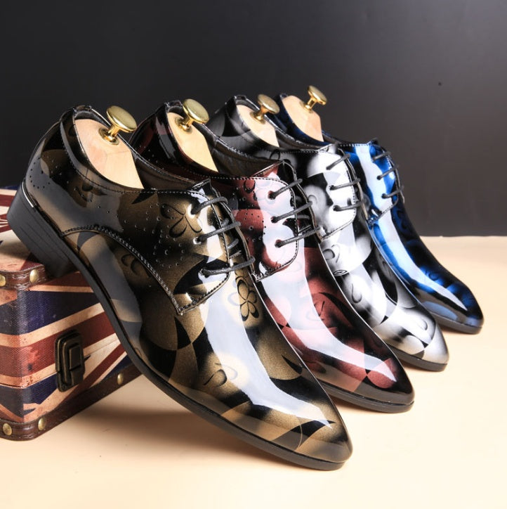 Men's Large Size Bright Leather Business Casual Shoes - Extended Sizing
