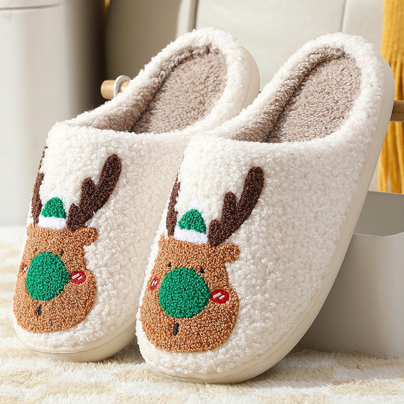 Christmas Elk Slippers - Cozy Winter Home Shoes