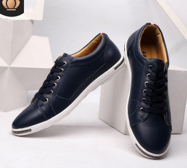 Men's Large Size Breathable Leather Casual Shoes - Fashion Comfort Sneakers
