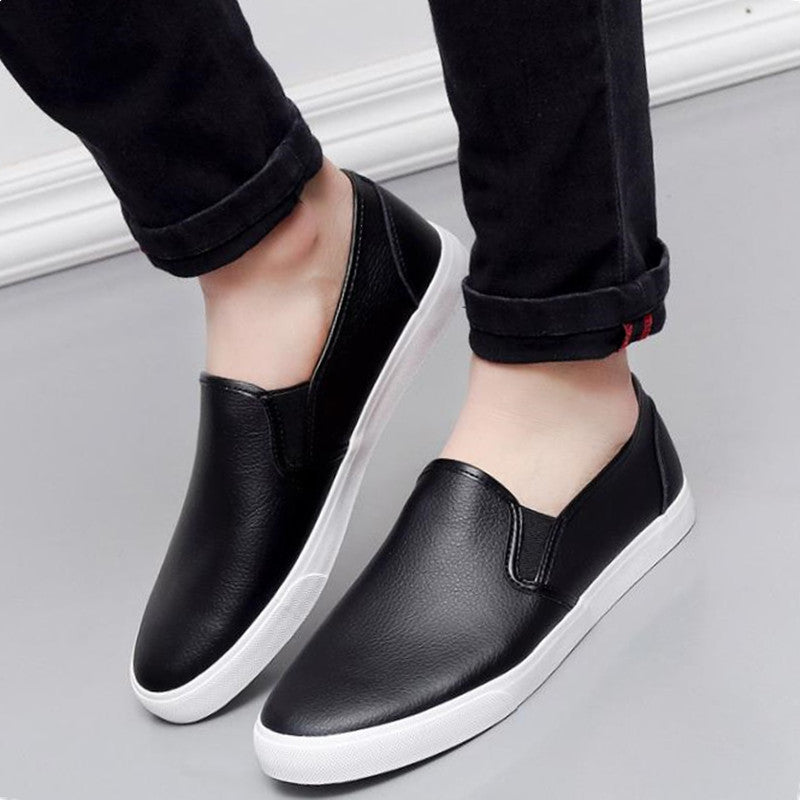 Small White Leather Shoes - Classic Casual Sneakers with Rubber Sole