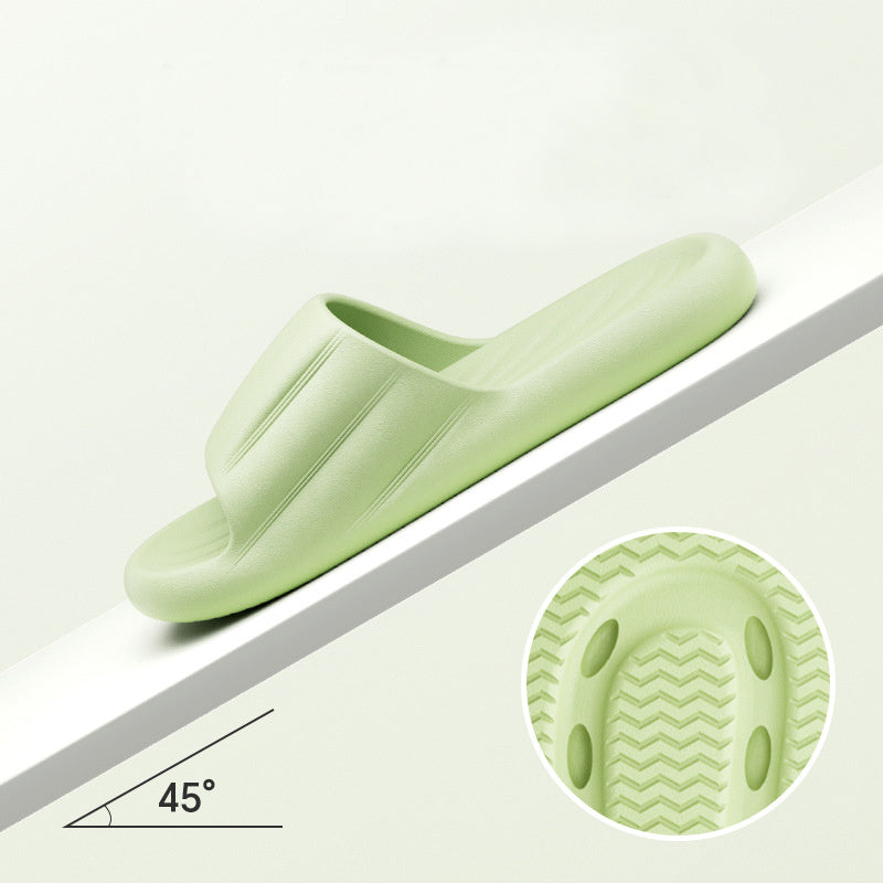 Unisex Striped Home Slippers - Thick Bottom Non-Slip Bathroom Shoes