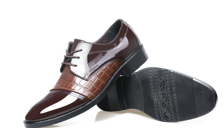Autumn Pointed Toe Business Dress Shoes - Men's Pattern Leather Formal