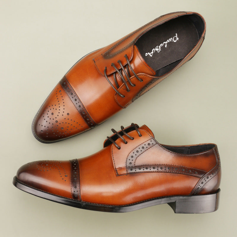 Leather Brogue Oxford Shoes - Men's Carved Business Dress Formal