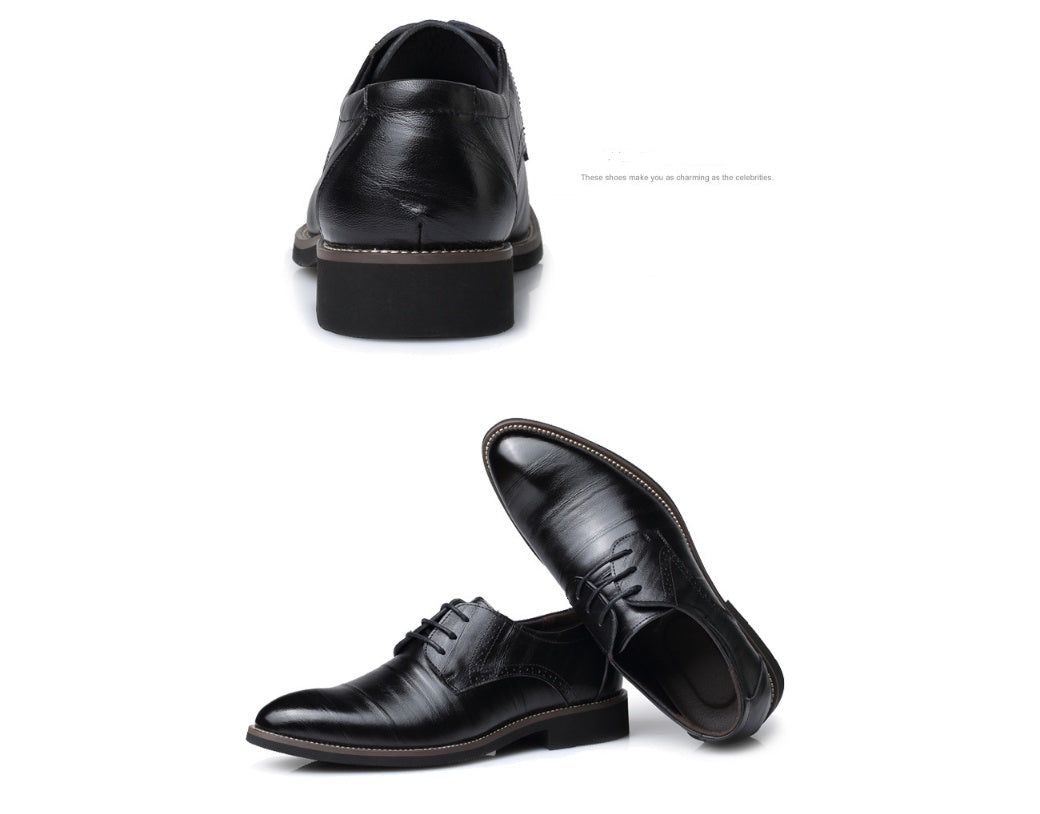 Men's Large Size Leather Business Casual Shoes - Extended Sizing Dress Footwear