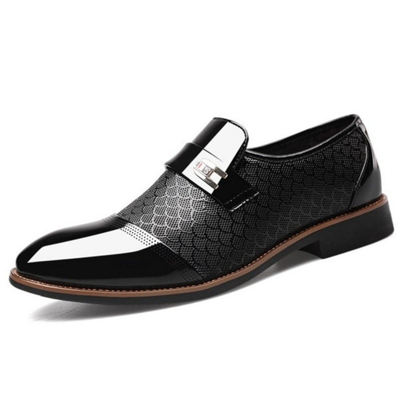 Men's Embossed Leather Shoes - Textured Casual Dress Shoes