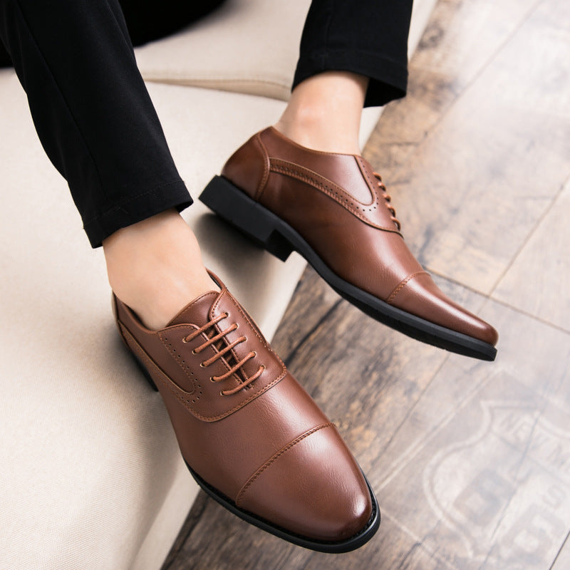 Retro Oxford Shoes - Men's Pointed Toe Korean Business Dress Footwear