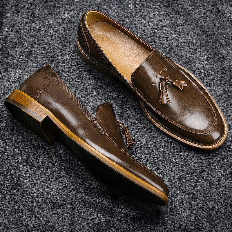 Casual Leather Loafers - Men's Business Dress Formal Slip-On Shoes
