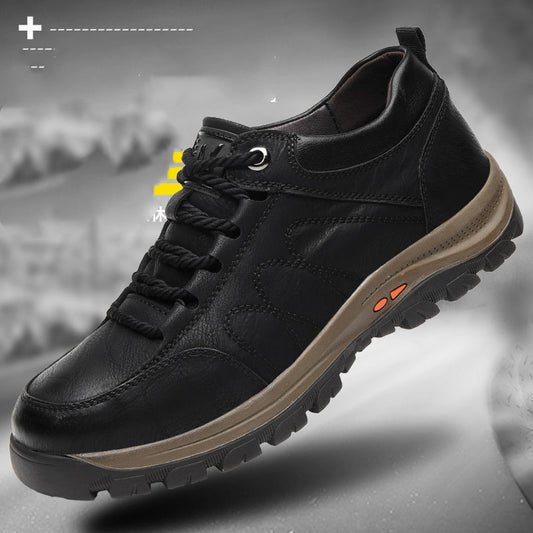 Winter Plus Cashmere Warmth Trend Casual Leather Shoes - Warm Running Sports Sneakers