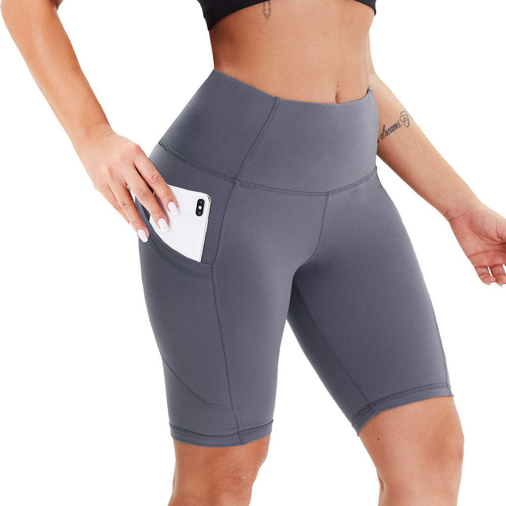 Women's Double Side Pocket Sports Tights - Yoga Running Shorts with Storage