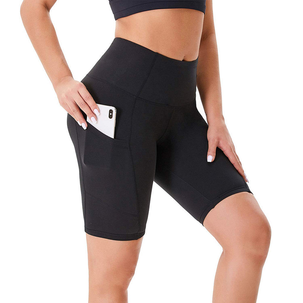 Women's Double Side Pocket Sports Tights - Yoga Running Shorts with Storage