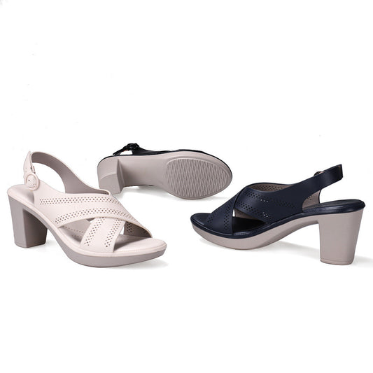 Thick Heel High Heel Sandals - Women's Comfortable Block Heel Summer Shoes