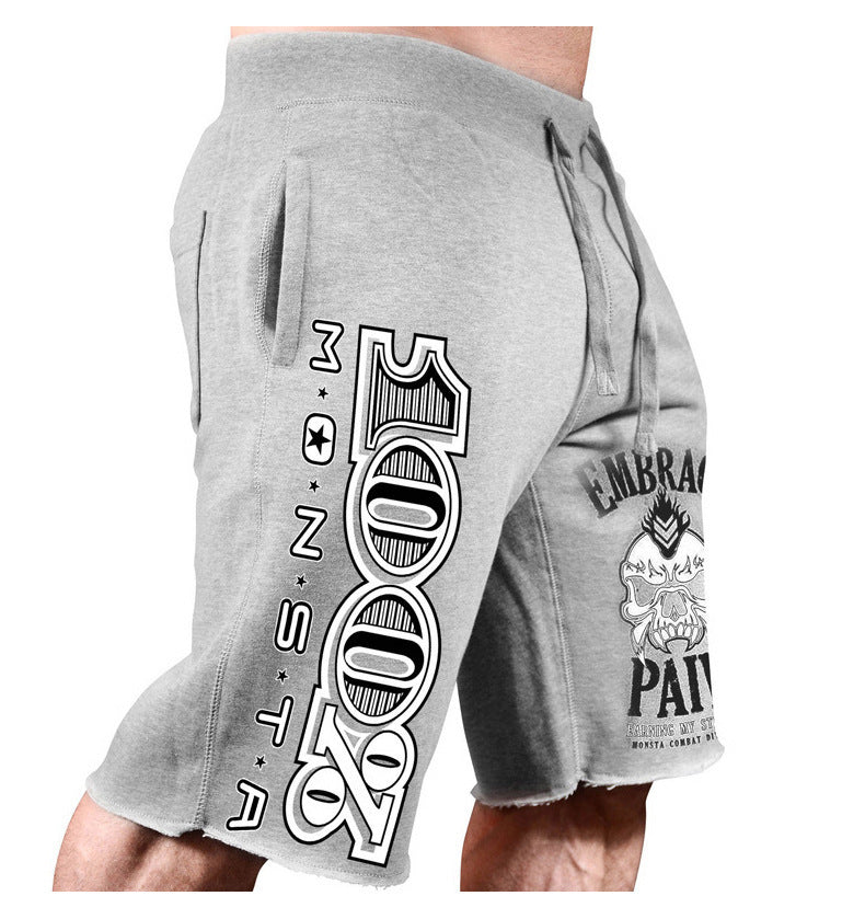 Men's Cotton Casual Running Shorts - Big Print Five-Point Athletic Shorts