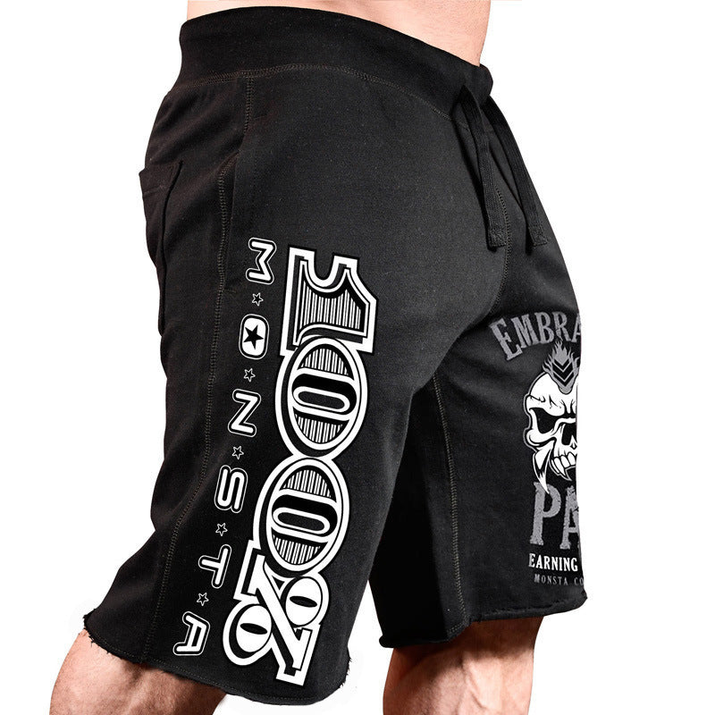 Men's Cotton Casual Running Shorts - Big Print Five-Point Athletic Shorts