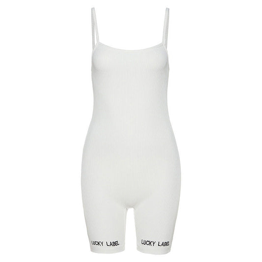 Women's Sling Jumpsuit Shorts - Running Sports Fitness Yoga Athletic Wear