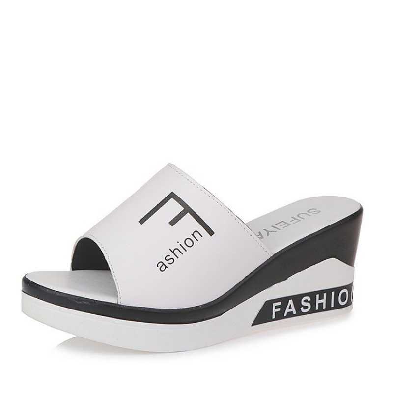 Wedge Heel Mid-Heel Slippers - Women's Comfortable Casual Slip-On Shoes