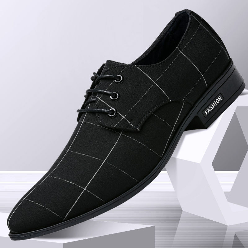 Men's Leather Canvas Business Dress Shoes
