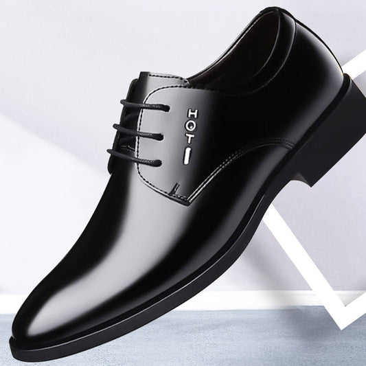 Men's Leather Business Dress Shoes - British Style Black Formal Footwear