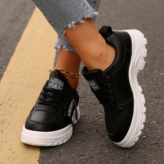 Women's Side-Zipper Sports Shoes - Fashion Thick-Soled Sneakers