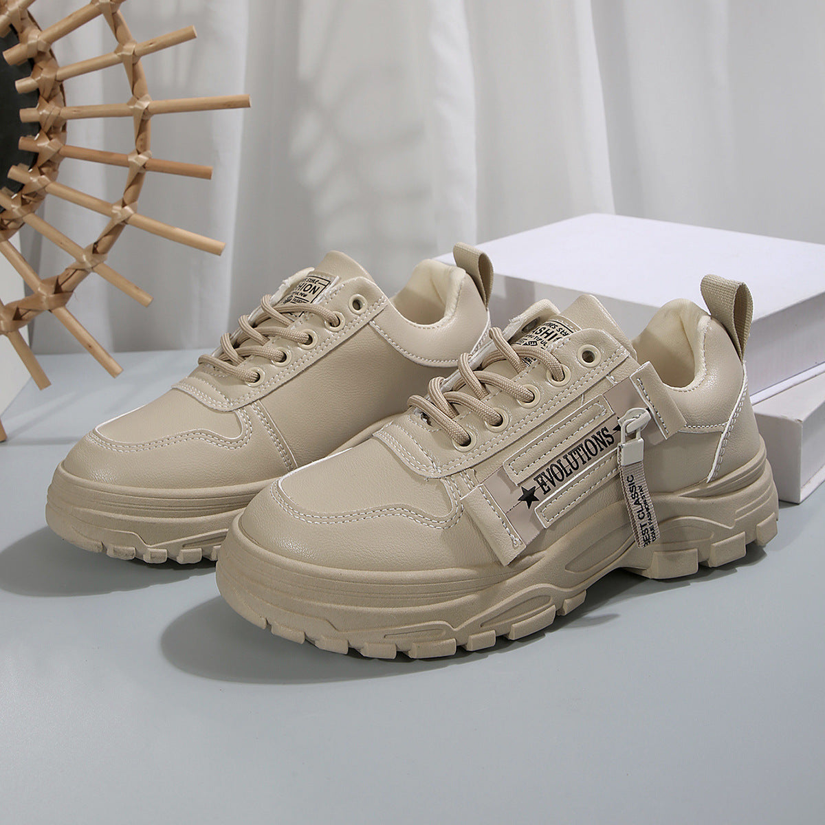 Women's Side-Zipper Sports Shoes - Fashion Thick-Soled Sneakers