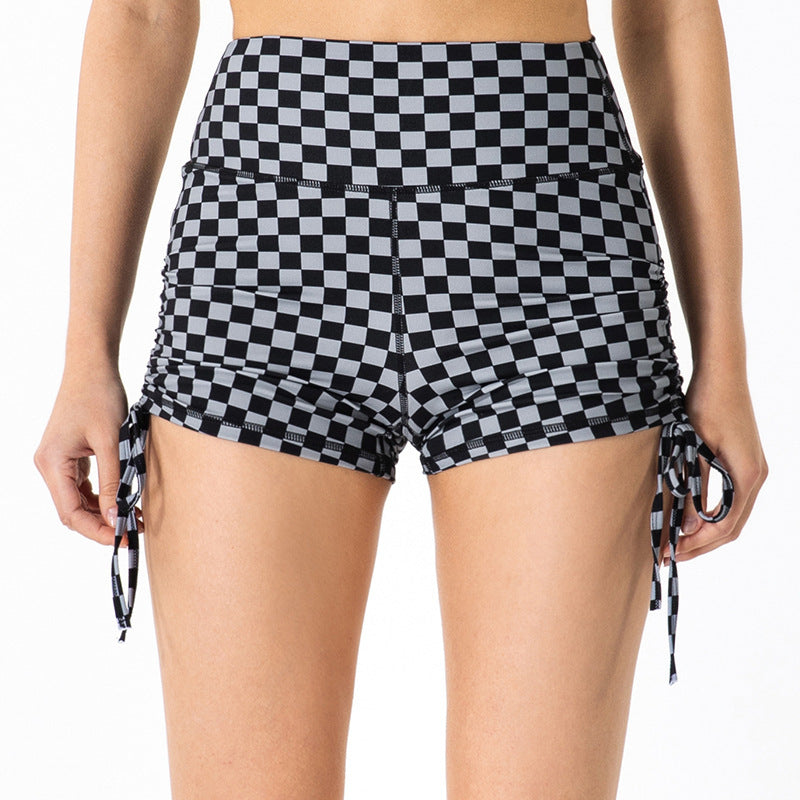Women's Tight Running Hip-Lifting Peach Yoga Shorts - Drawstring Athletic Shorts