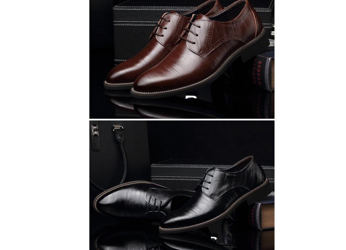 Men's Large Size Leather Business Casual Shoes - Extended Sizing Dress Footwear