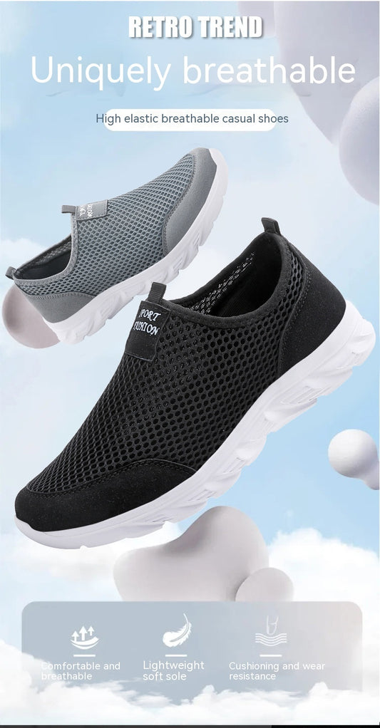 Men's Breathable Mesh Slip-On Sneakers - Lightweight Summer Travel Shoes