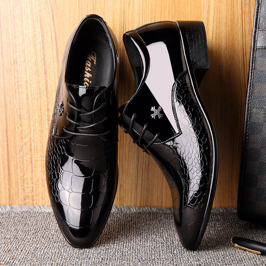 Shiny Lace-Up Fashion Dress Shoes - Men's Glossy Formal Footwear