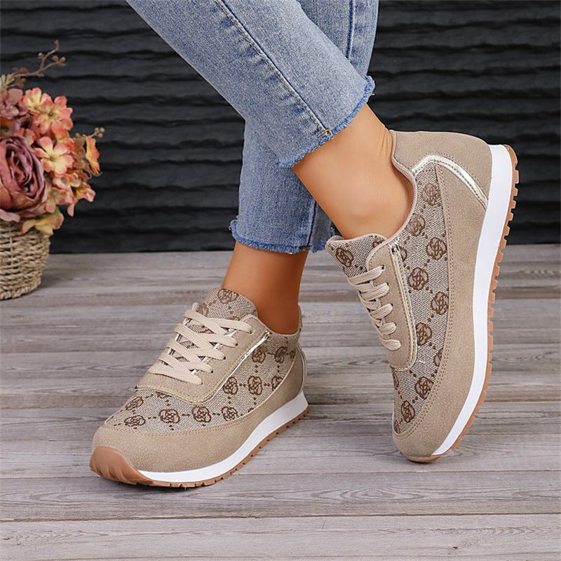Women's Flower Print Sneakers - Lightweight Breathable Walking Shoes