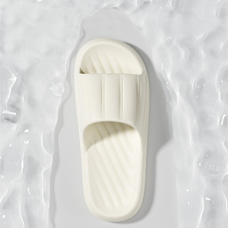 Unisex Striped Home Slippers - Thick Bottom Non-Slip Bathroom Shoes