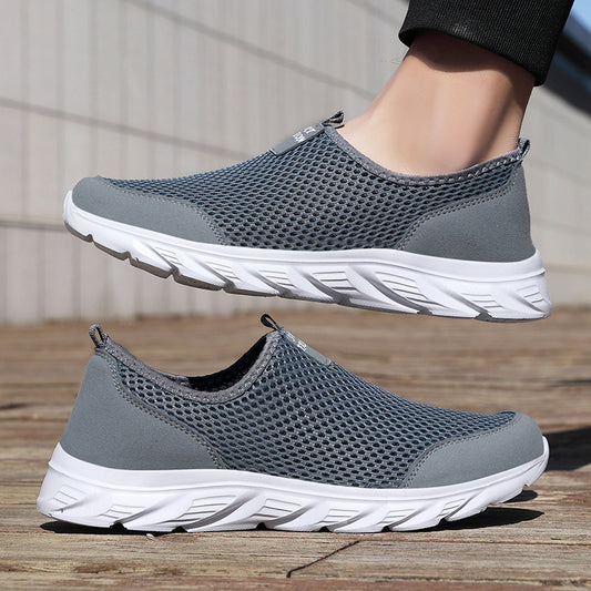 Large Size Mesh Casual Sneakers - Low-Top Comfortable Shoes