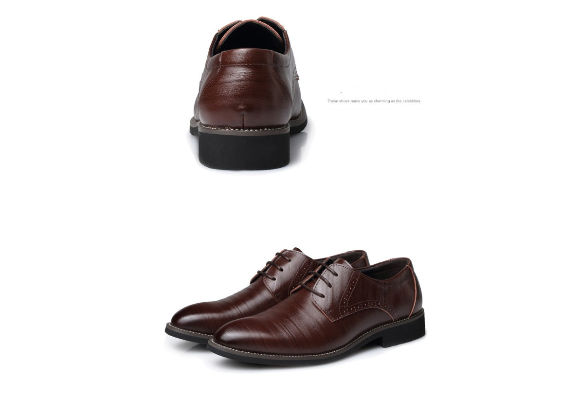 Men's Large Size Leather Business Casual Shoes - Extended Sizing Dress Footwear