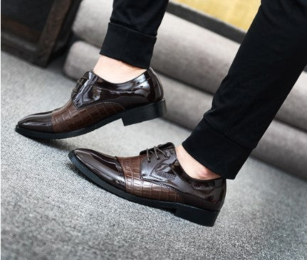 Autumn Pointed Toe Business Dress Shoes - Men's Pattern Leather Formal