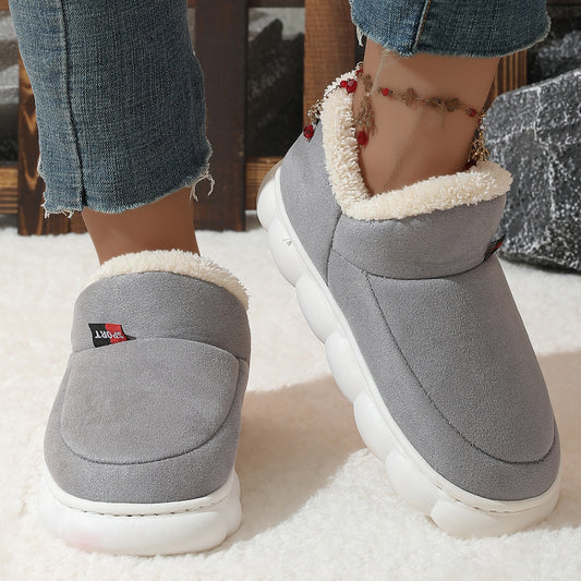 Unisex Winter Plush Cotton Garden Shoes - Warm Suede House Shoes