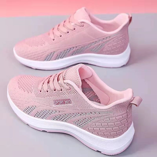 Women's Flying Woven Mesh Sneakers - Breathable Soft Bottom Casual Shoes