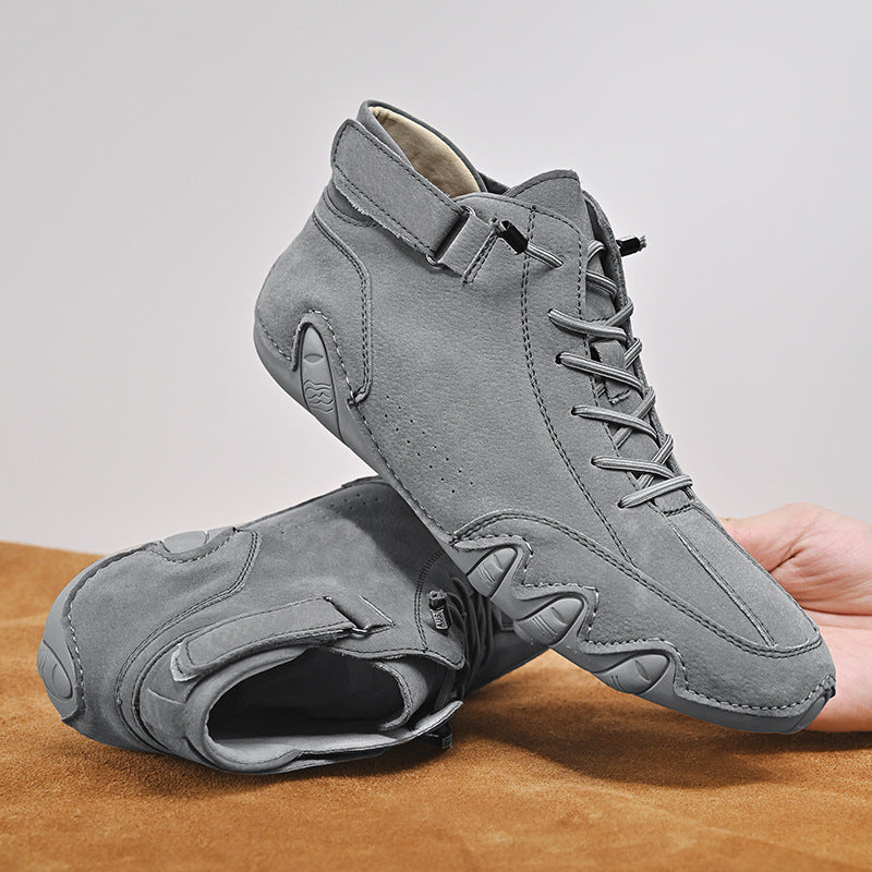 Men's Suede Ankle Boots - Fashion Lace-Up Velcro Sneakers for Autumn Winter
