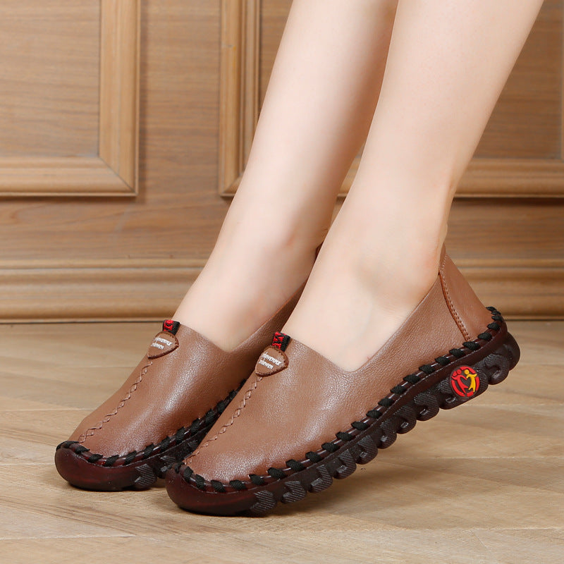 Women's Casual Flat Leather Shoes - Soft-Sole Comfort Shoes for Autumn