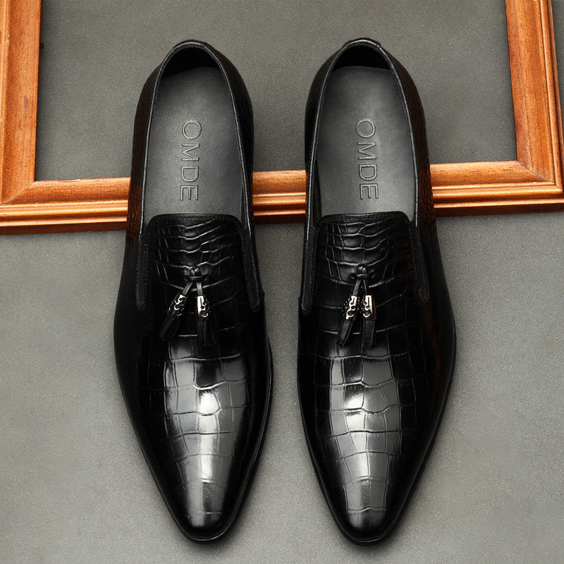 Formal Pointed Toe Dress Shoes - Men's Genuine Leather Business Footwear