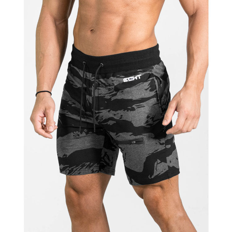Men's Camouflage Running Training Shorts - Five-Point Sports Fitness Shorts