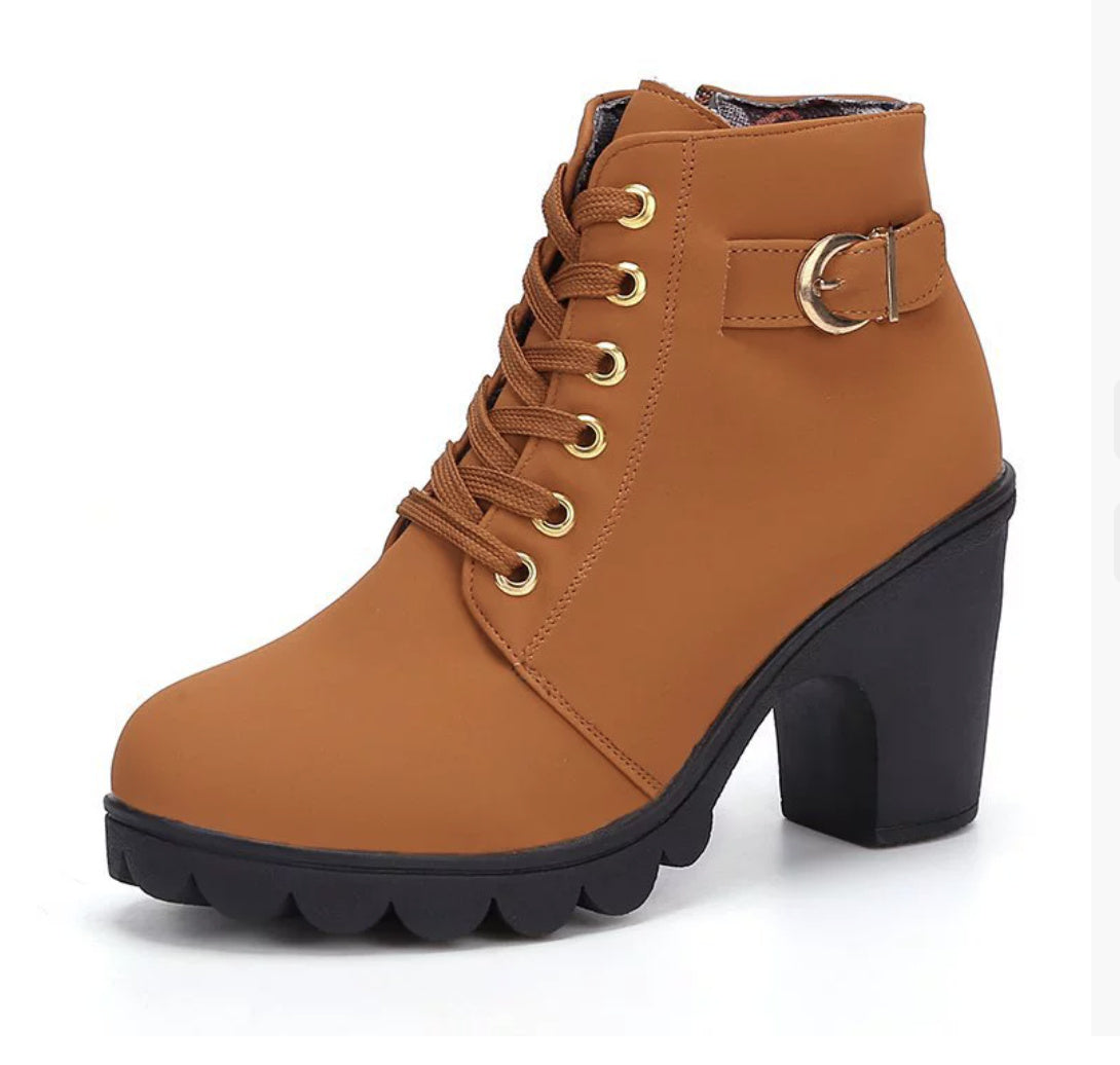 Women's Leopard Print Ankle Boots - Square Heel Suede Lace-Up Boots