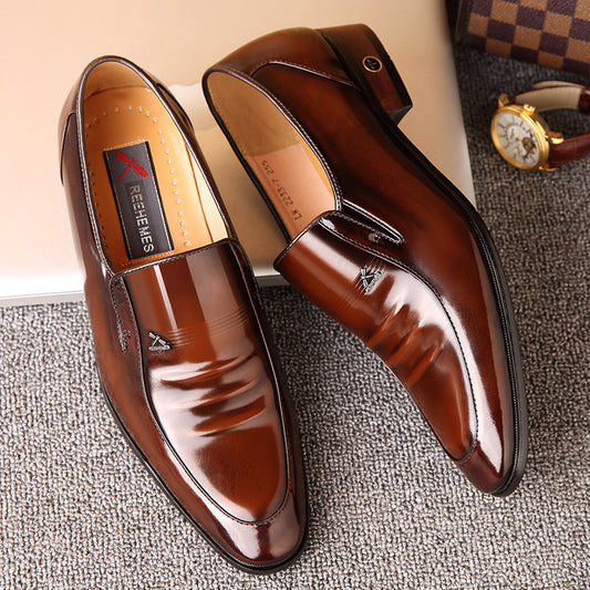 REEHEMES Patent Leather Shoes - Men's British Business Dress Footwear